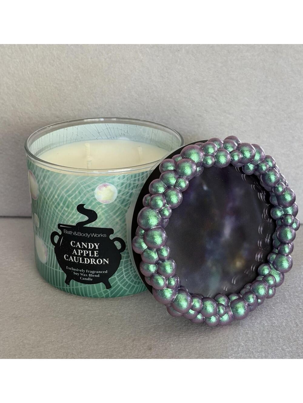 Bath & Body Works Candy Apple Cauldron 3-Wick Candle Iridescent Bubble Lid NEW